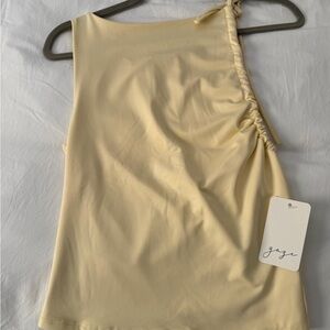 gaze One-Shoulder Ruched Tank - Soft Yellow